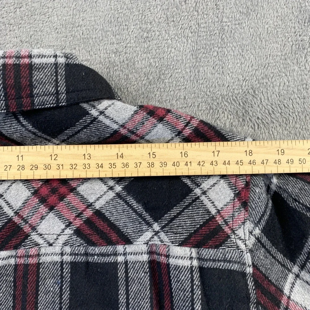 EURO JOY Flannel Shirt Jacket Men L Sherpa Lined Plaid Shacket Snap Outdoor Warm